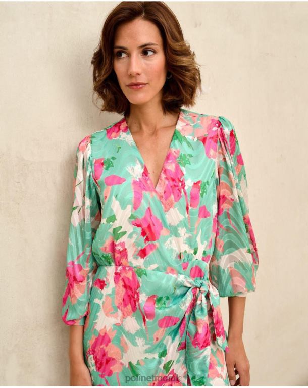 Clothing Polin et moi Denisse dress bow Water Green J4DB681