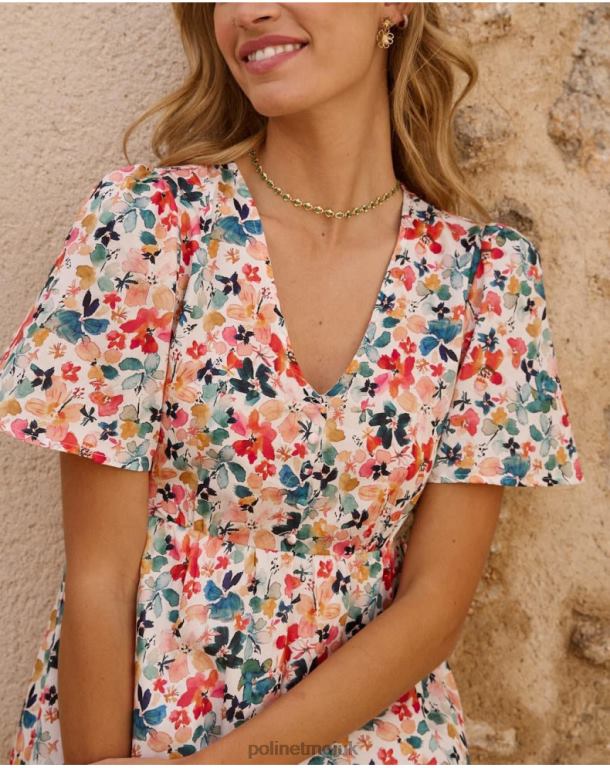 Clothing Polin et moi Donia Flowers dress emerald green J4DB654