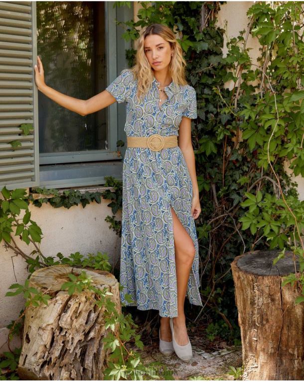 Clothing Polin et moi Dress Amoebas Londra Celestial J4DB6139