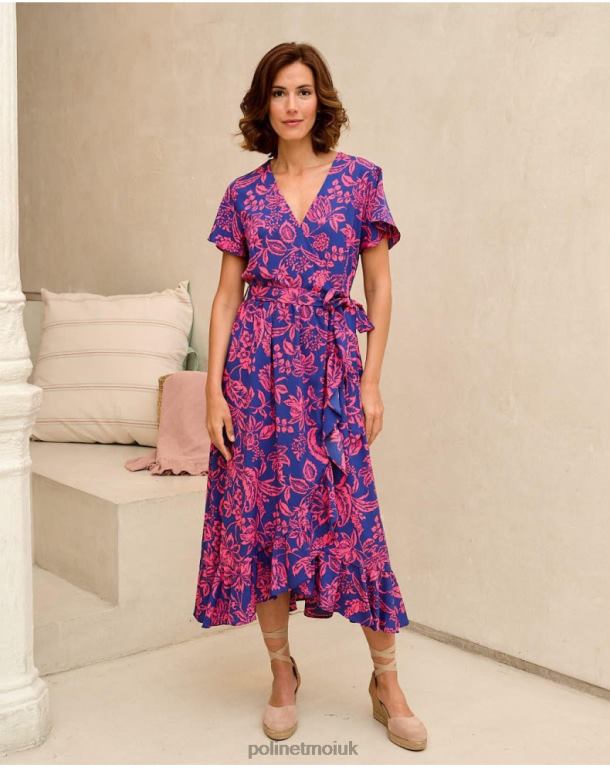 Clothing Polin et moi Dress Ruffled Dila klein blue J4DB6129