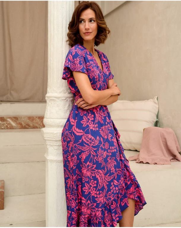 Clothing Polin et moi Dress Ruffled Dila klein blue J4DB6129