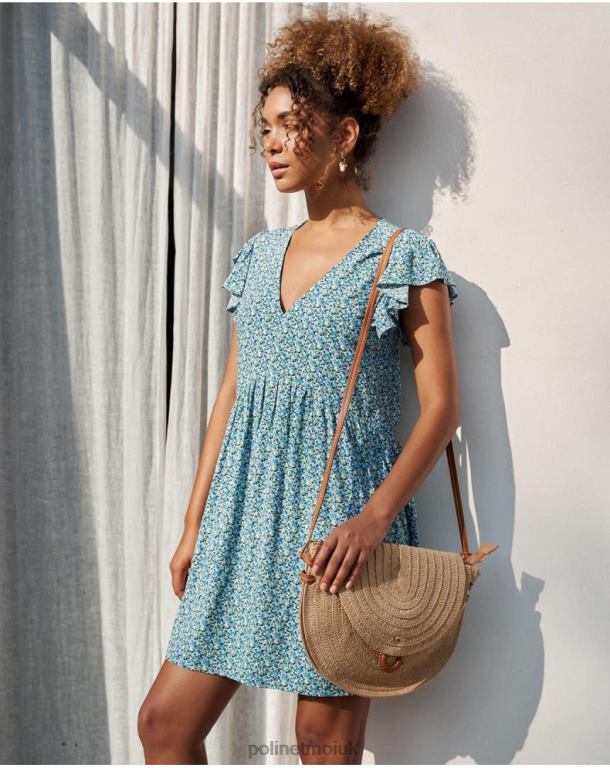 Clothing Polin et moi Dress Ruffled Lena Klein Blue J4DB630