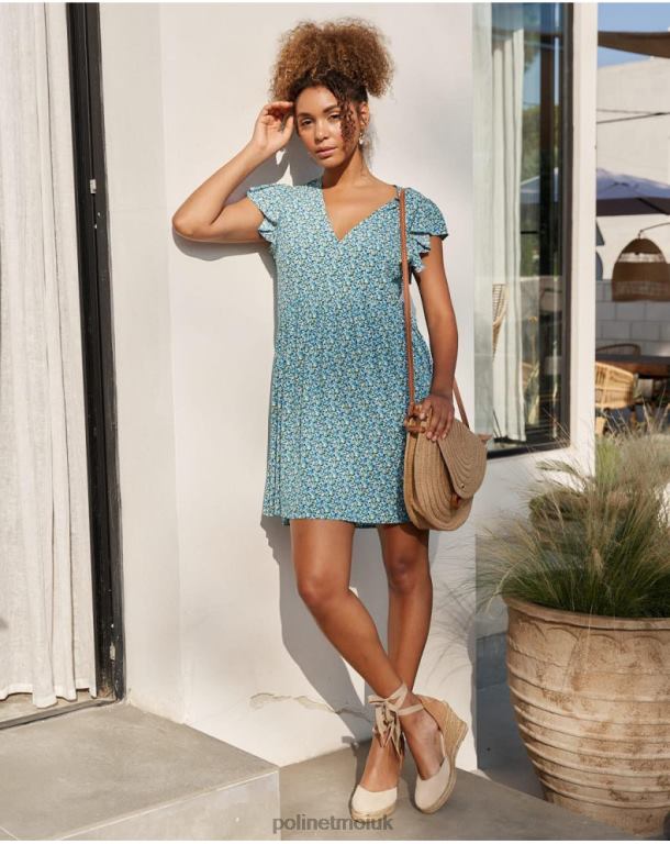 Clothing Polin et moi Dress Ruffled Lena Klein Blue J4DB630