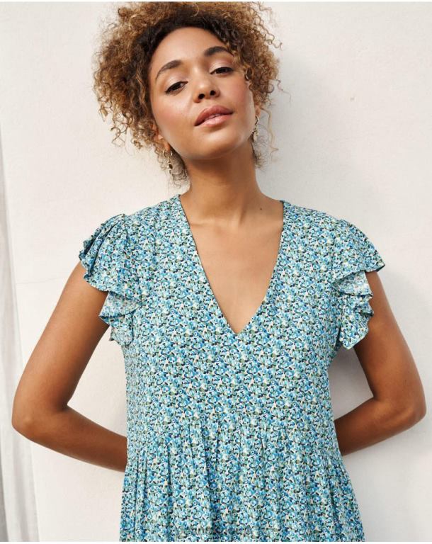 Clothing Polin et moi Dress Ruffled Lena Klein Blue J4DB630