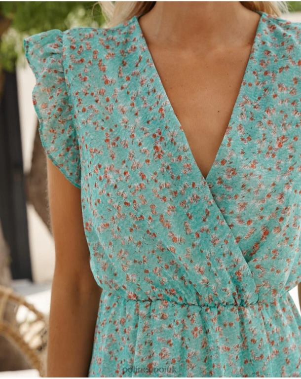 Clothing Polin et moi Dress ruffle Afri Water Green J4DB621