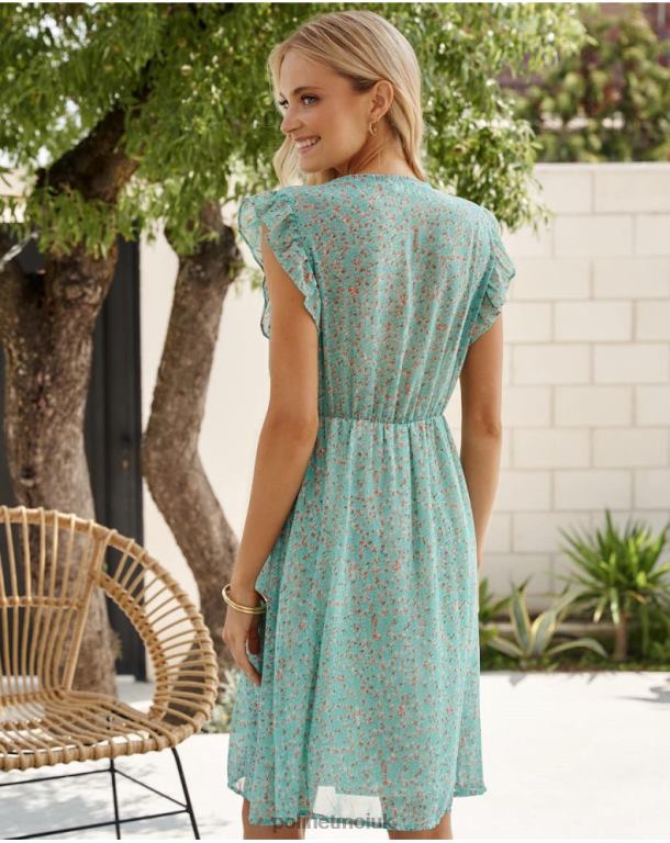 Clothing Polin et moi Dress ruffle Afri Water Green J4DB621