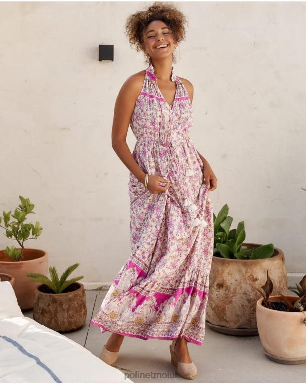 Clothing Polin et moi Halter Vera dress Rose J4DB619