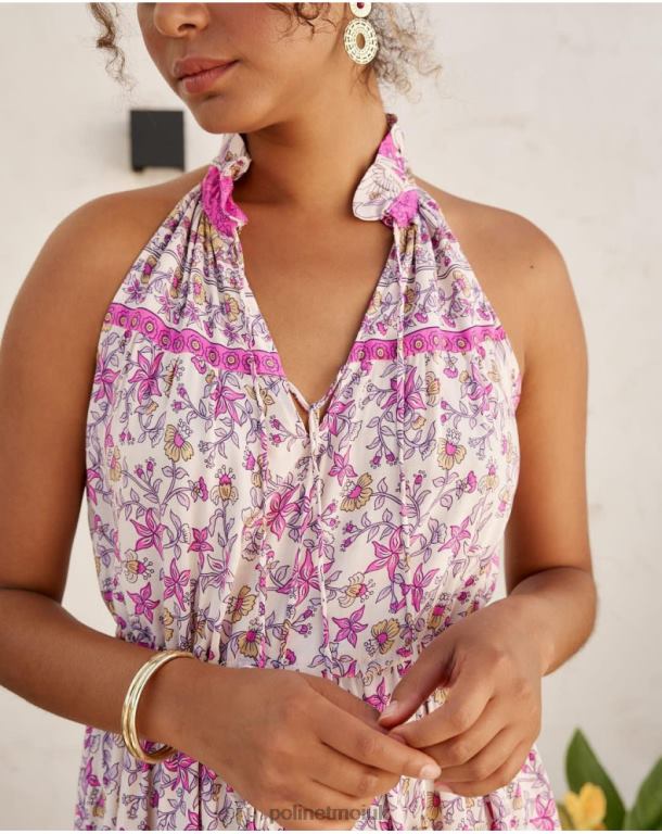 Clothing Polin et moi Halter Vera dress Rose J4DB619