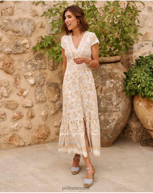 Clothing Polin et moi Martina Buttons Dress Celestial J4DB66