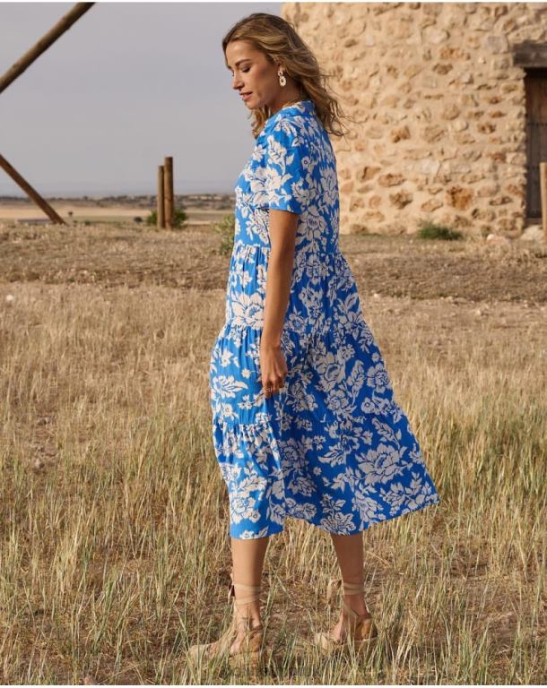 Clothing Polin et moi Matilda Print Dress Klein Blue J4DB667