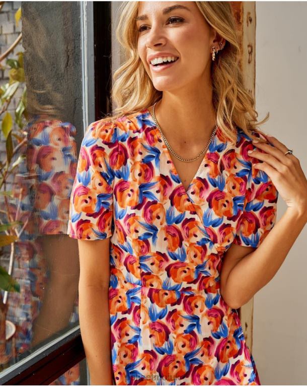 Clothing Polin et moi Midi dress Flowers Hannah ORANGE J4DB695