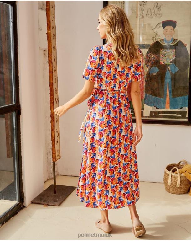 Clothing Polin et moi Midi dress Flowers Hannah ORANGE J4DB695