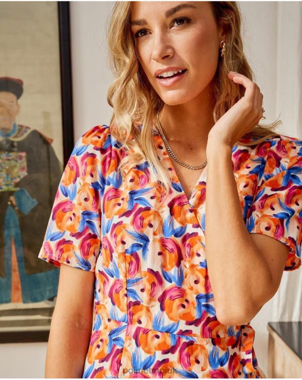 Clothing Polin et moi Midi dress Flowers Hannah ORANGE J4DB695