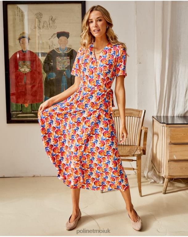 Clothing Polin et moi Midi dress Flowers Hannah ORANGE J4DB695