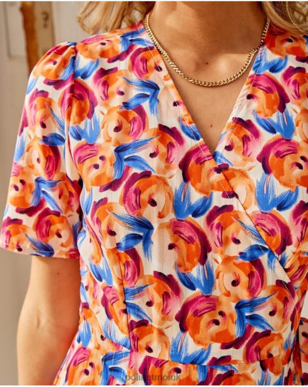 Clothing Polin et moi Midi dress Flowers Hannah ORANGE J4DB695