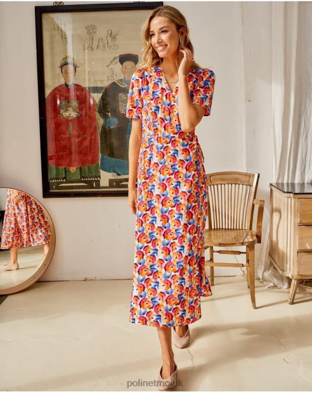 Clothing Polin et moi Midi dress Flowers Hannah ORANGE J4DB695