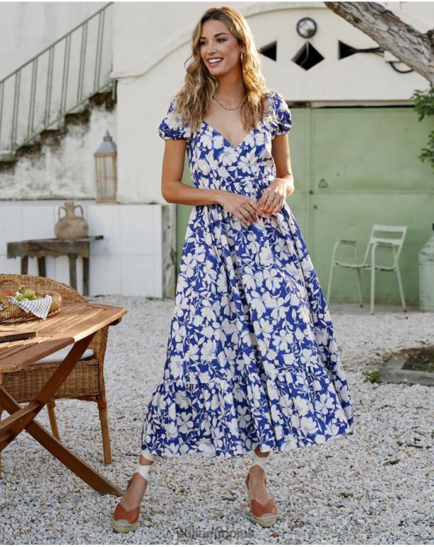 Clothing Polin et moi Nikka Flowers dress Klein Blue J4DB6102