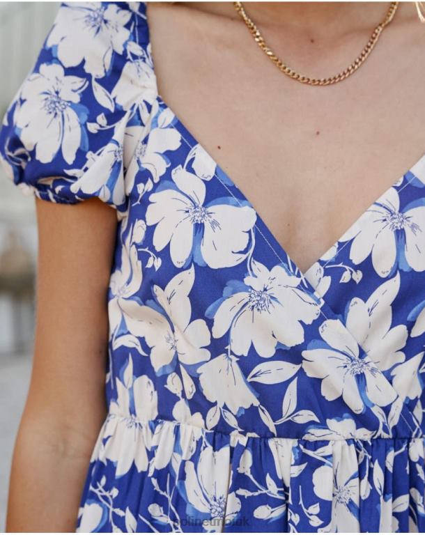 Clothing Polin et moi Nikka Flowers dress Klein Blue J4DB6102