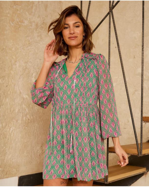 Clothing Polin et moi Rafaella Geometric Dress Emerald green J4DB6135