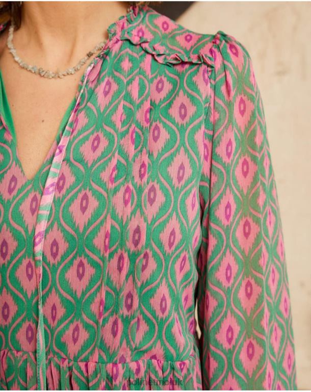 Clothing Polin et moi Rafaella Geometric Dress Emerald green J4DB6135