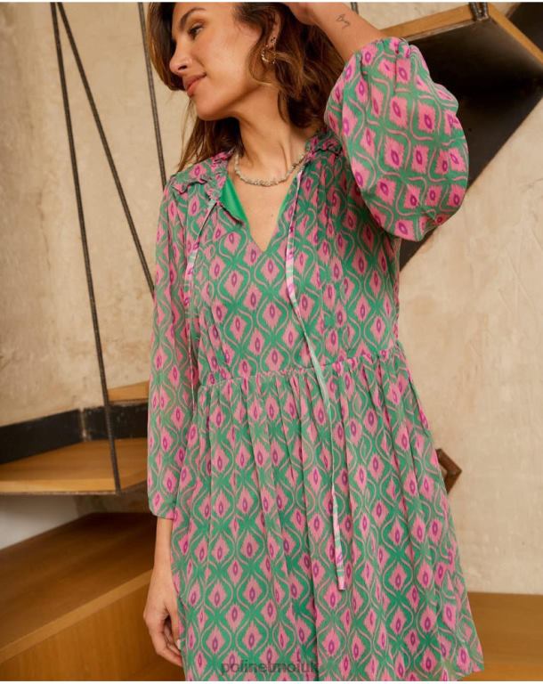 Clothing Polin et moi Rafaella Geometric Dress Emerald green J4DB6135