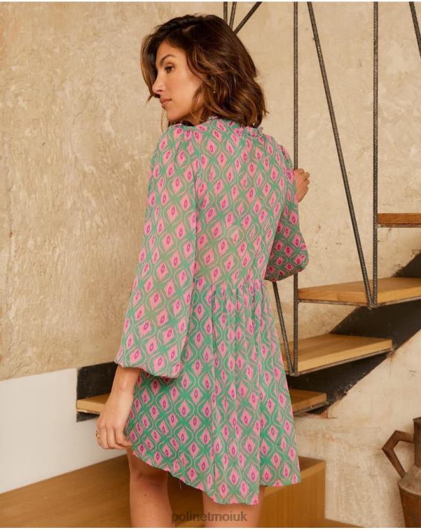 Clothing Polin et moi Rafaella Geometric Dress Emerald green J4DB6135