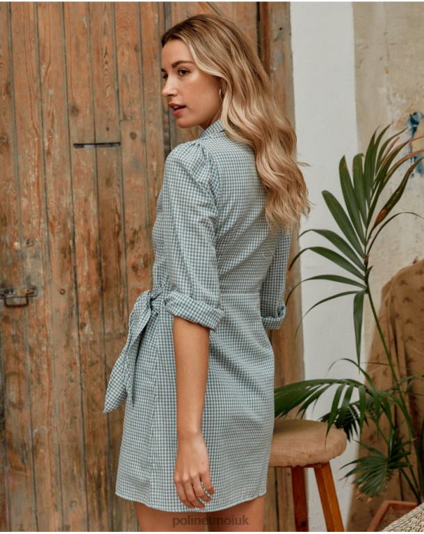 Clothing Polin et moi Vichy Victorie Dress Eucalyptus J4DB6113