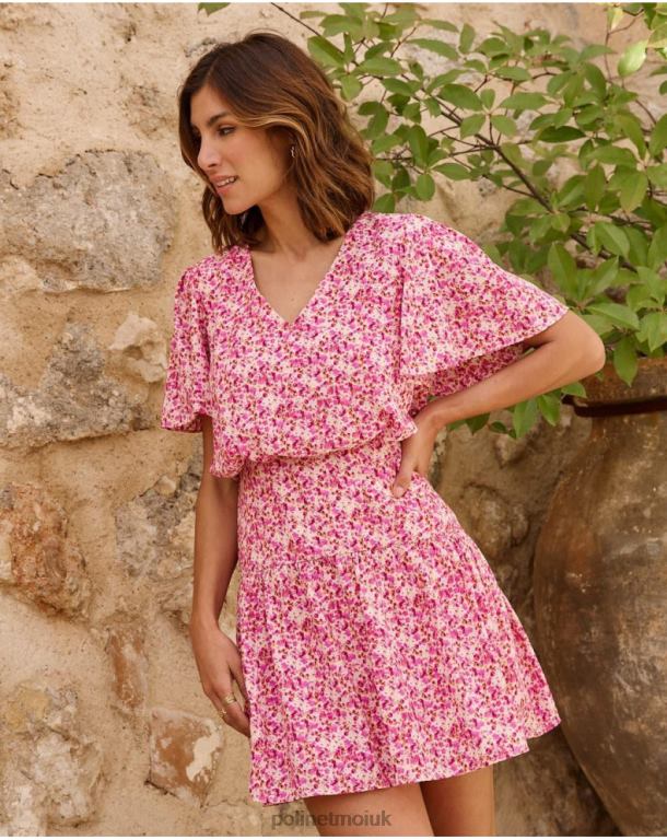 Clothing Polin et moi Yolanda Sleeves Dress Fuchsia J4DB676