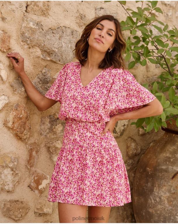 Clothing Polin et moi Yolanda Sleeves Dress Fuchsia J4DB676