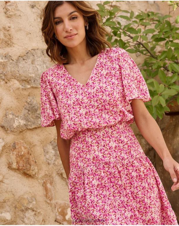 Clothing Polin et moi Yolanda Sleeves Dress Fuchsia J4DB676