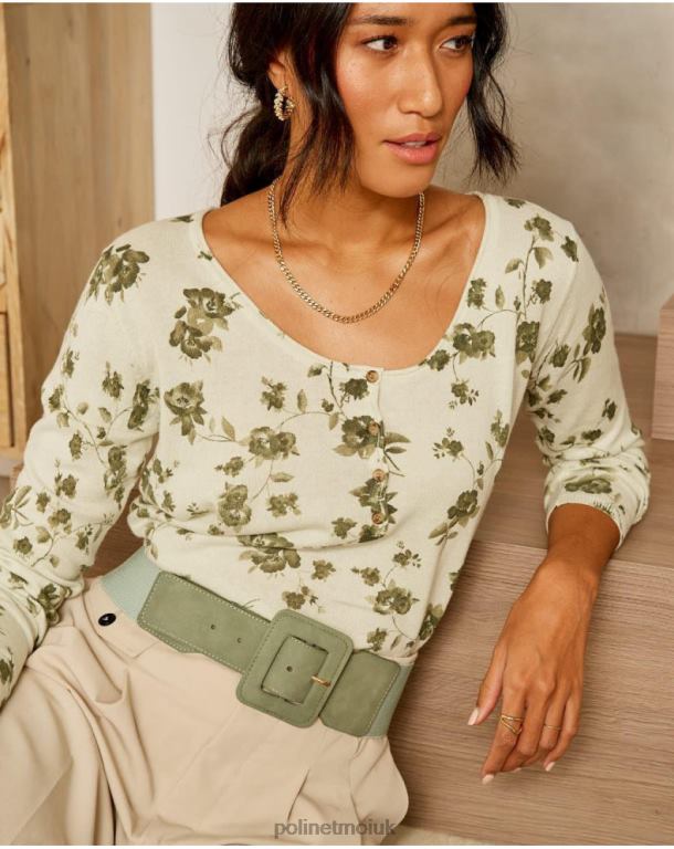 Clothing Polin et moi Sweater Flowers Etna Kaki J4DB6349