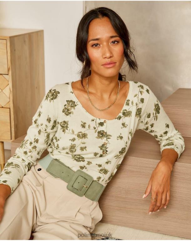 Clothing Polin et moi Sweater Flowers Etna Kaki J4DB6349