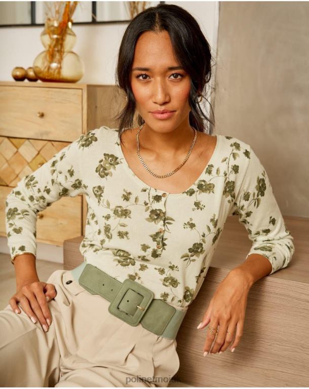 Clothing Polin et moi Sweater Flowers Etna Kaki J4DB6349
