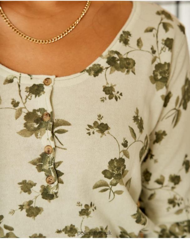 Clothing Polin et moi Sweater Flowers Etna Kaki J4DB6349