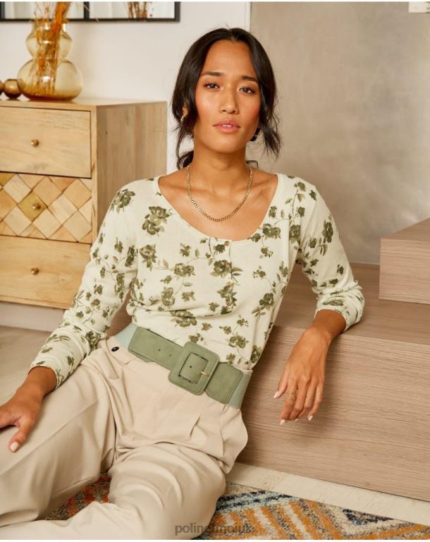 Clothing Polin et moi Sweater Flowers Etna Kaki J4DB6349