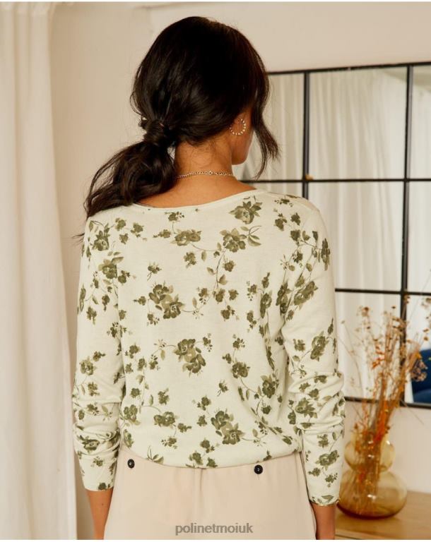 Clothing Polin et moi Sweater Flowers Etna Kaki J4DB6349