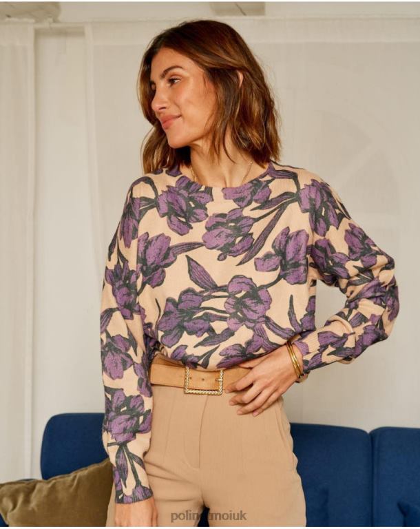 Clothing Polin et moi Sweater Flowers Fiore Lilac J4DB6360