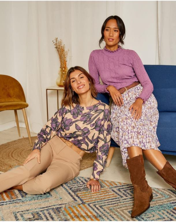 Clothing Polin et moi Sweater Flowers Fiore Lilac J4DB6360