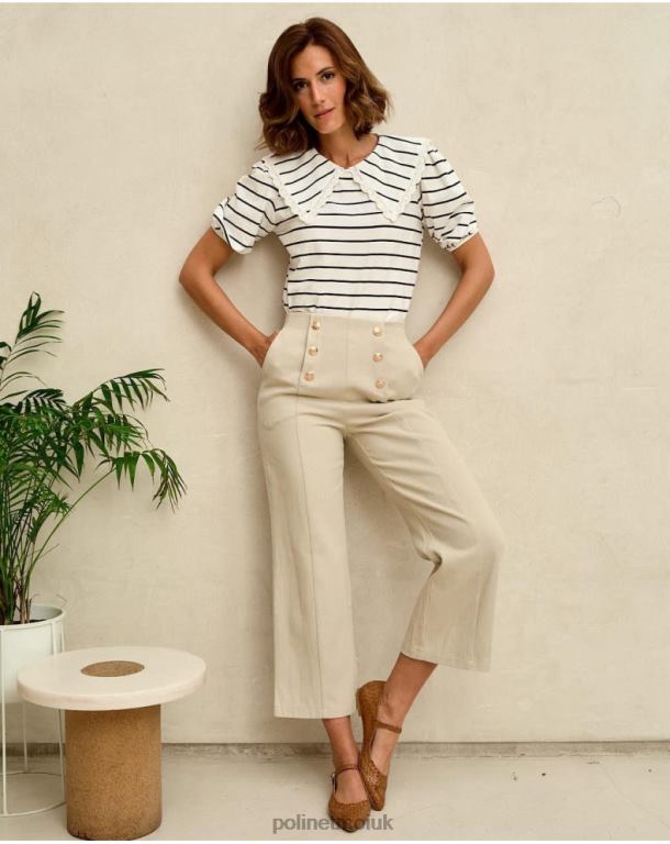 Clothing Polin et moi Buttons Net Pants Beige J4DB6334