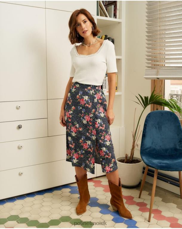 Clothing Polin et moi Falda Topos Fabia Marine J4DB6318