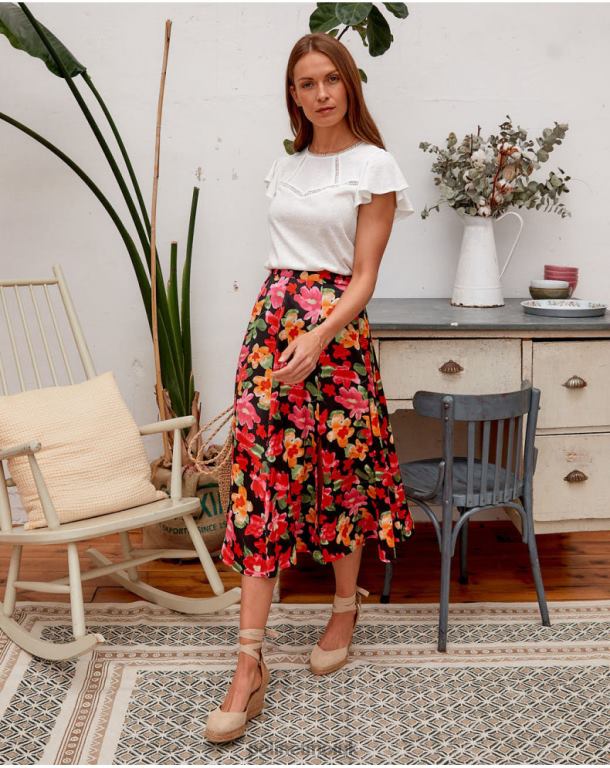 Clothing Polin et moi Floral Skirt Alizee black J4DB6314