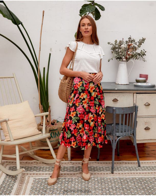 Clothing Polin et moi Floral Skirt Alizee black J4DB6314