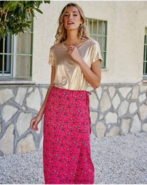 Clothing Polin et moi Floral skirt Stella Fuchsia J4DB6316