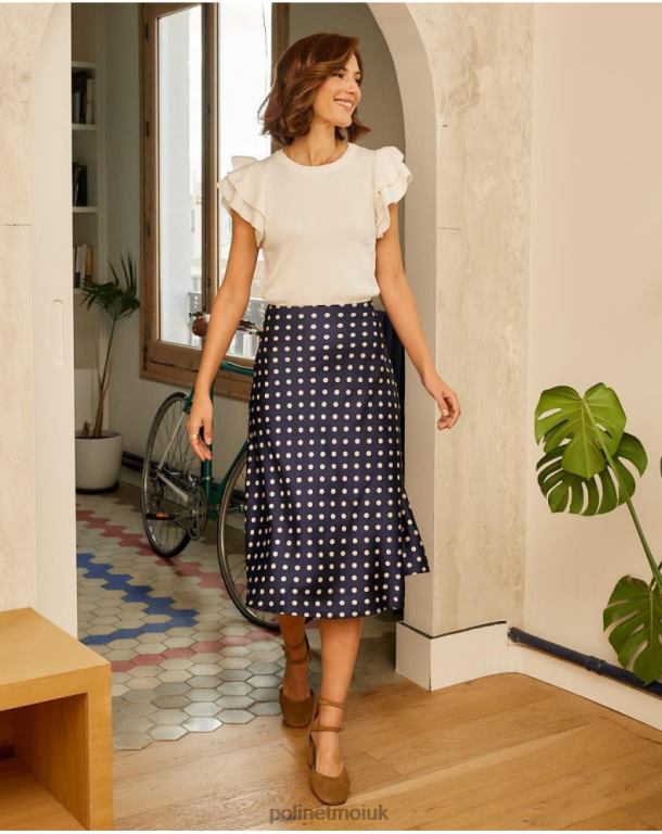 Clothing Polin et moi Floria Polka Dot Skirt MARINE J4DB6322