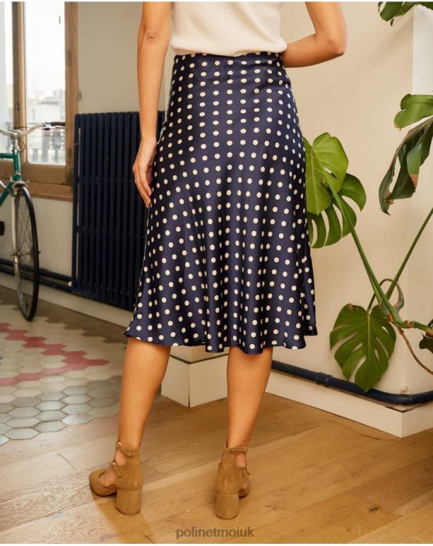Clothing Polin et moi Floria Polka Dot Skirt MARINE J4DB6322