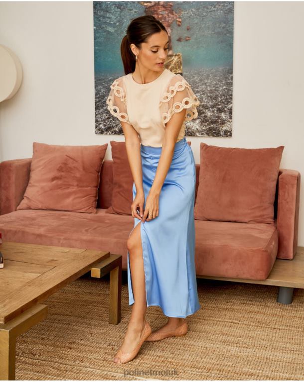 Clothing Polin et moi Maeva Button Skirt Celestial J4DB6301