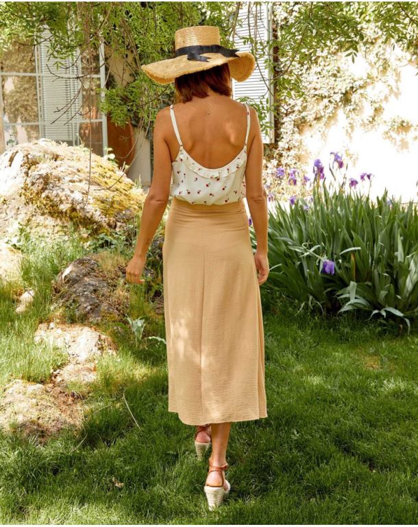 Clothing Polin et moi Melanie Button Skirt Beige J4DB6317