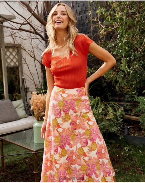 Clothing Polin et moi Midi skirt Flowers Dane Salmon J4DB6319