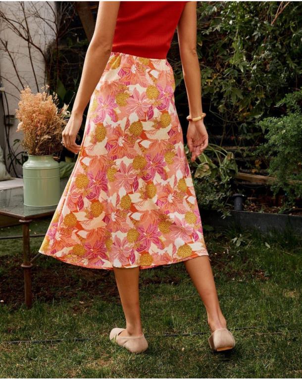 Clothing Polin et moi Midi skirt Flowers Dane Salmon J4DB6319
