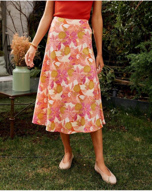 Clothing Polin et moi Midi skirt Flowers Dane Salmon J4DB6319